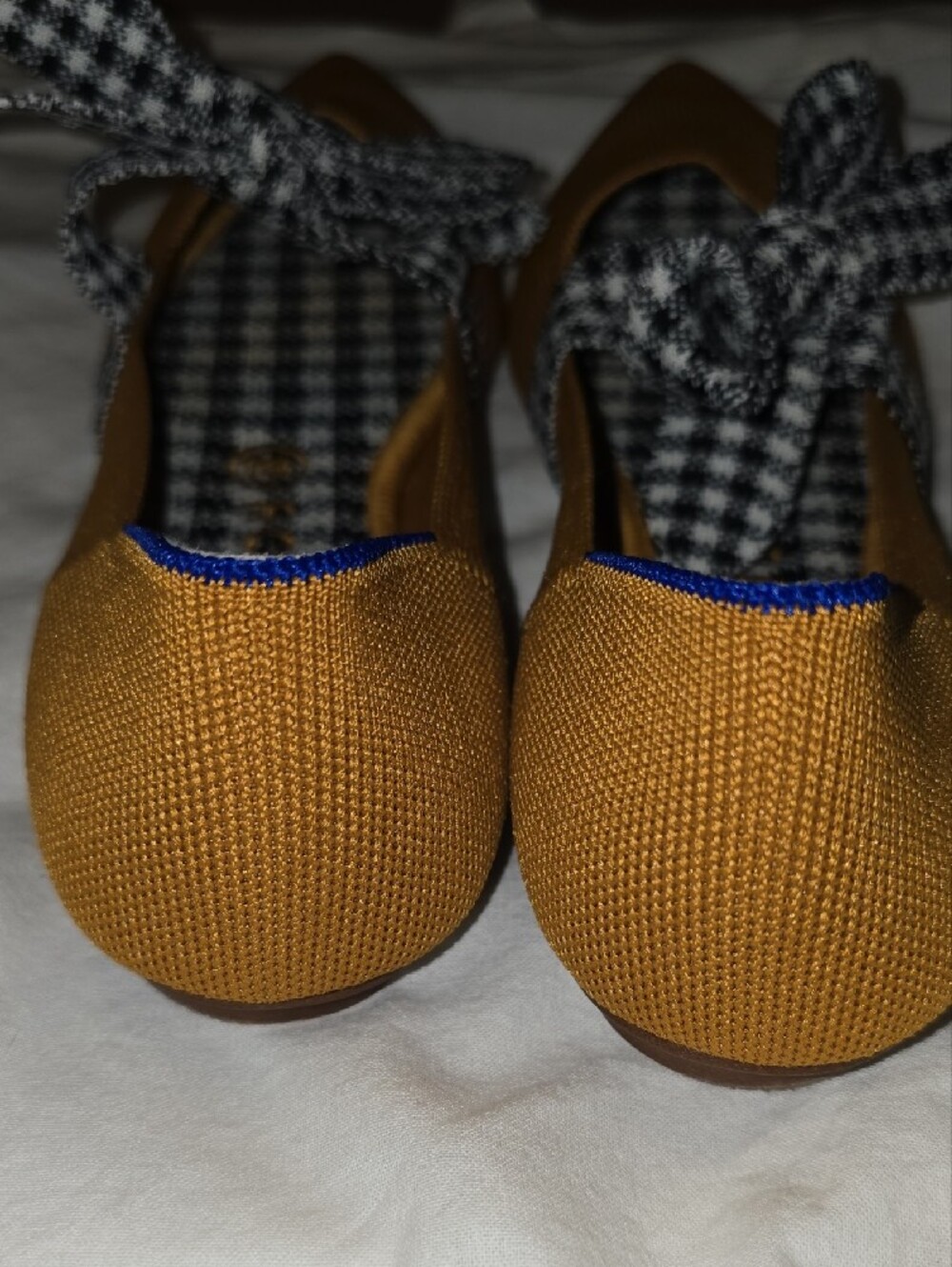 Women’s RothyMustard Yellow Pointed Toe Flats with Black & White Houndstooth Bow - Picture 5 of 6